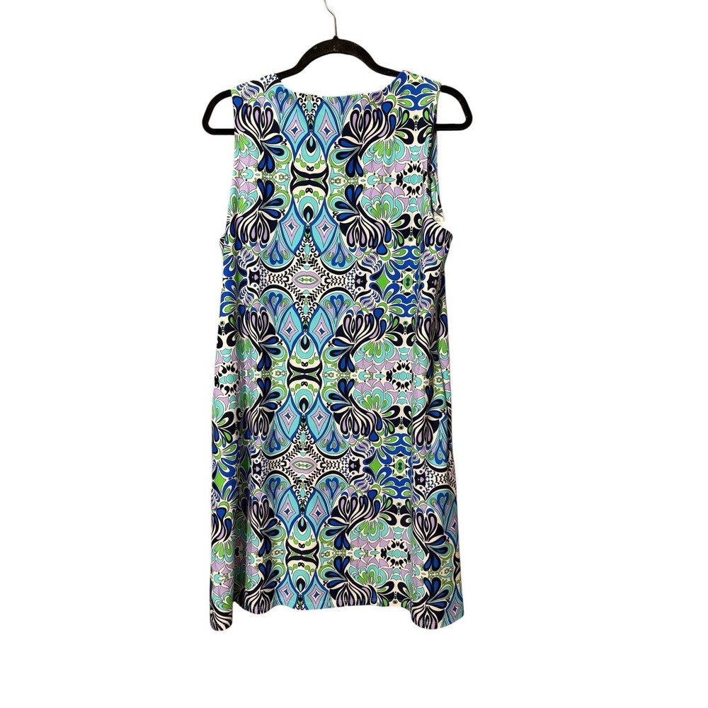 Jude Connally Style 101086 Abstract Print Shift Dress Made In USA XL Pockets - Picture 2 of 4